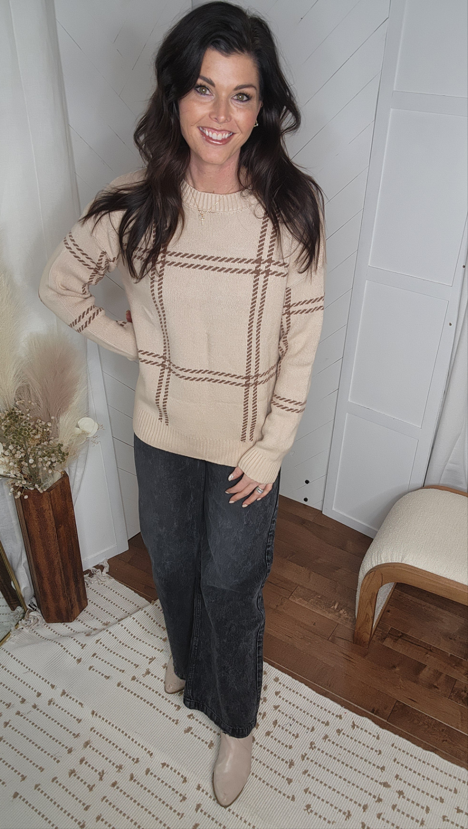 Brown Plaid Sweater