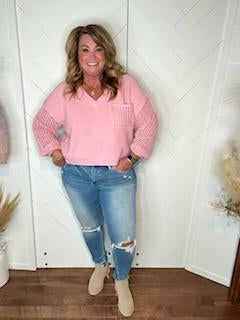 Pretty in Pink Crochet Sleeve Top