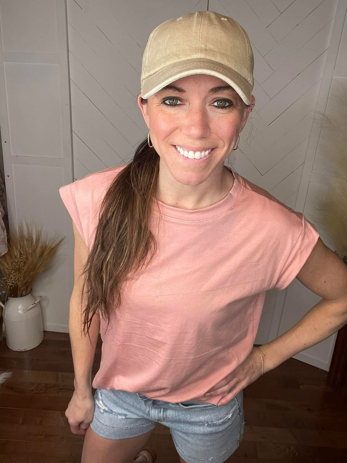 Stella Short Sleeve Top: Pink