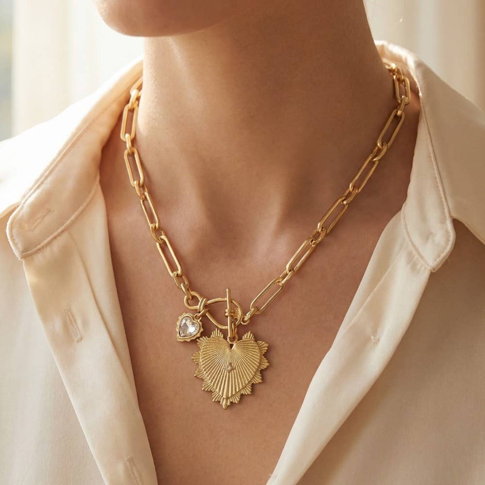 Double Heart Pendant Necklace