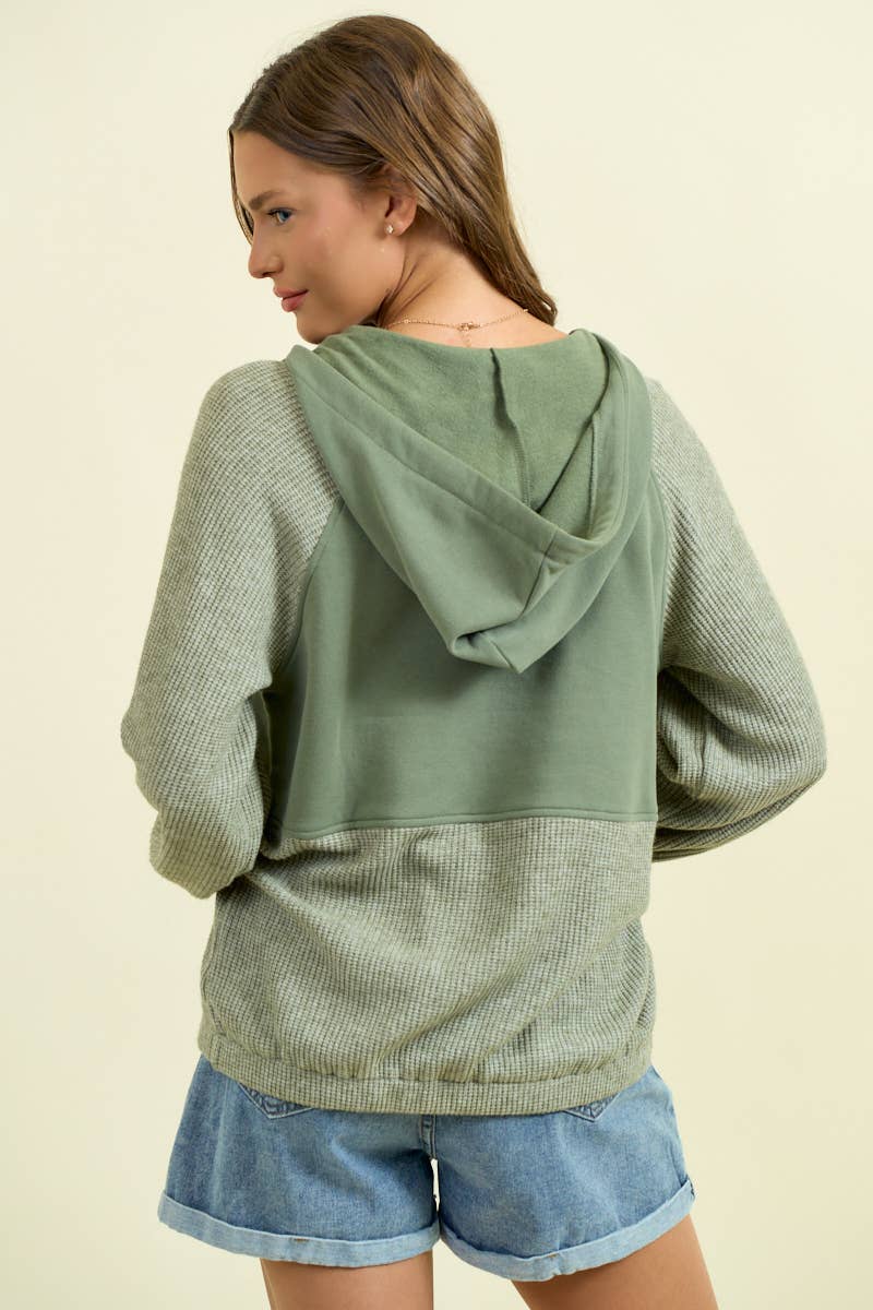 Cozy in Sage Half Zip Hoodie