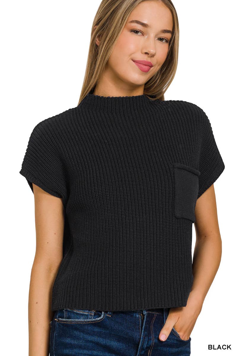 Ribbed Element Sweater Tee:  Black