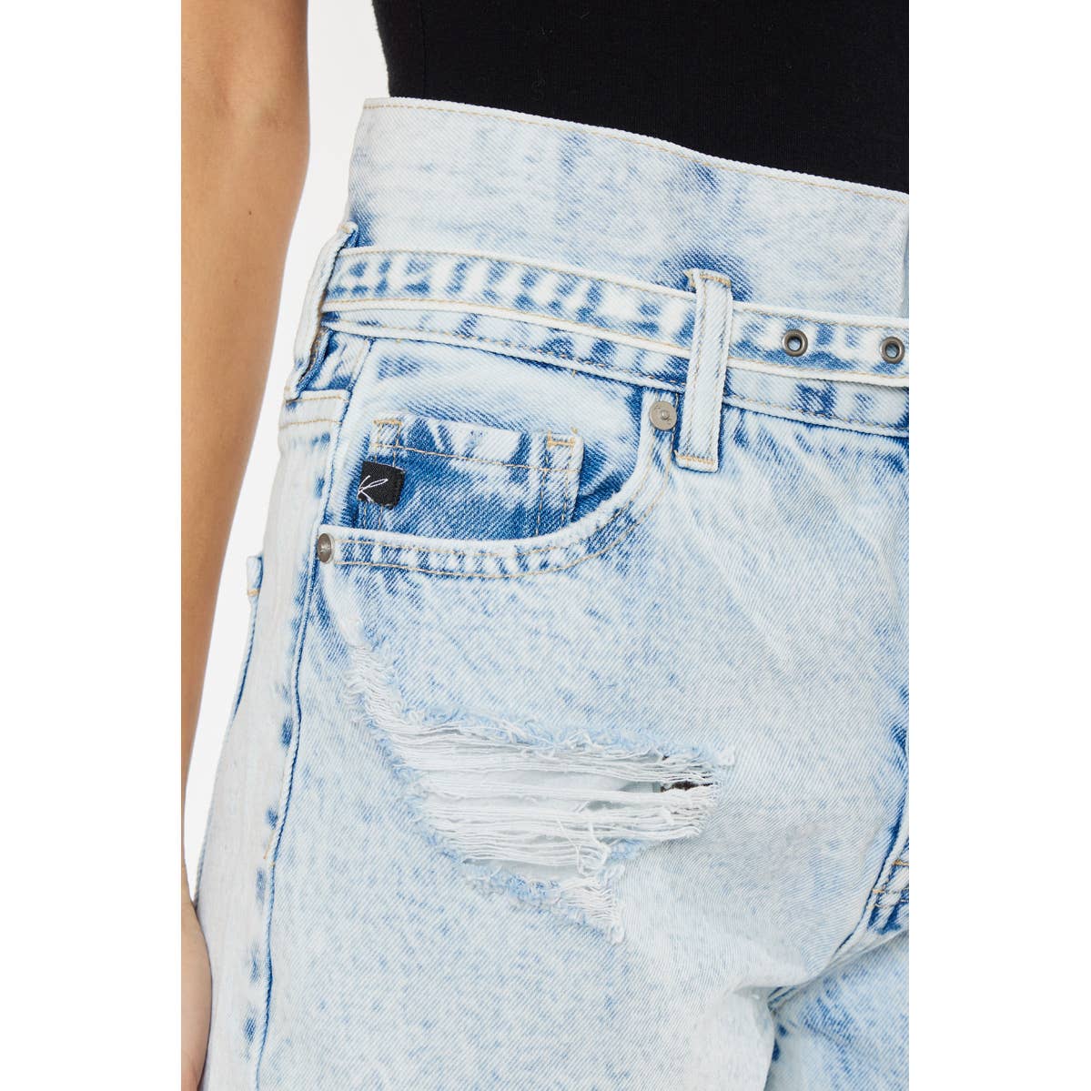 KanCan51: Ultra High Rise Stone Washed Shorts