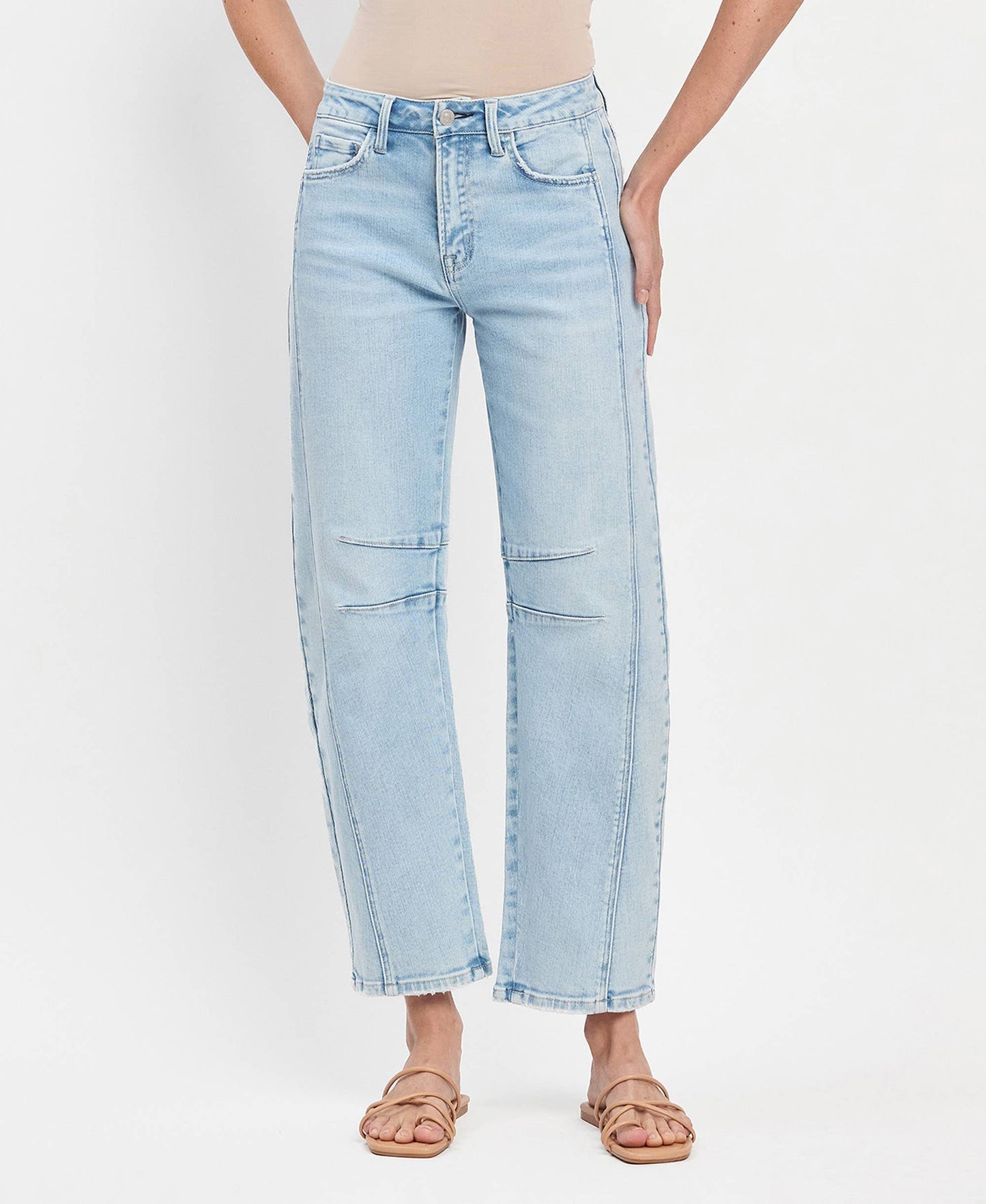 Flying Monkey68: High Rise Light Washed Barrel Jeans
