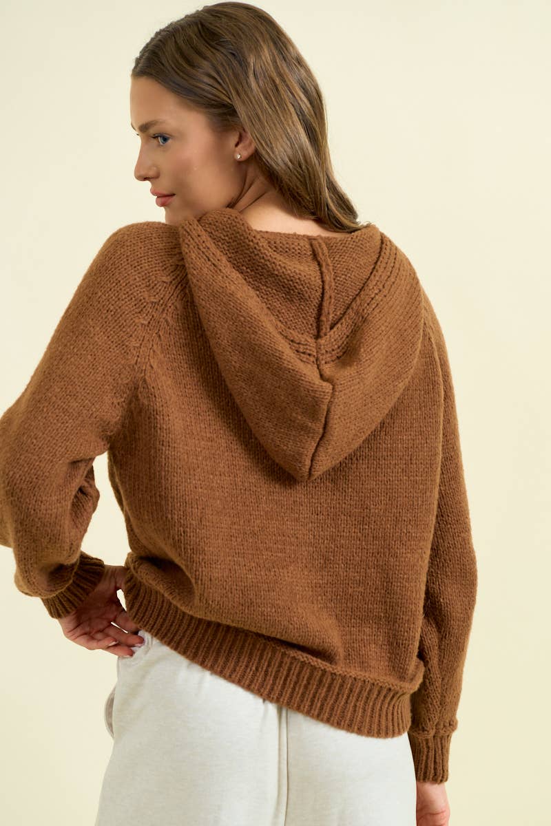 Caramel Braided Long Sleeve Hoodie
