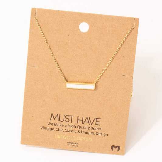 Opal Stone Bar Pendant Necklace