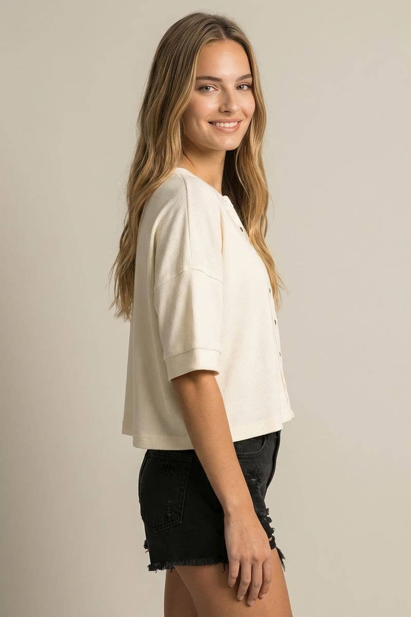 Roxy Button Down: Ivory