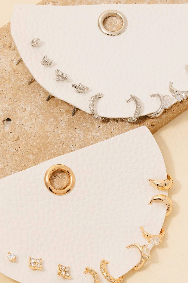 Clover Studs + Hoop Earrings: Set of 5