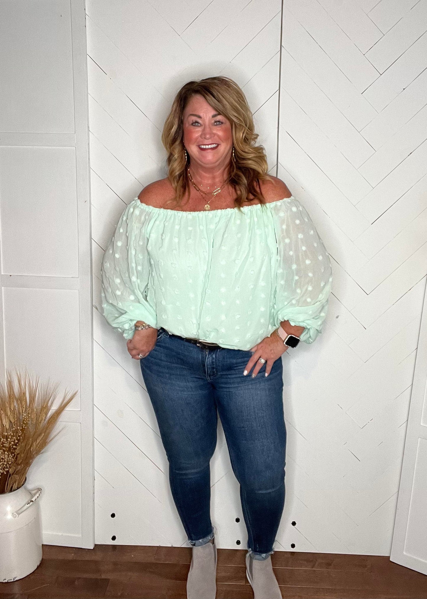 Off the Shoulder Top : Mint