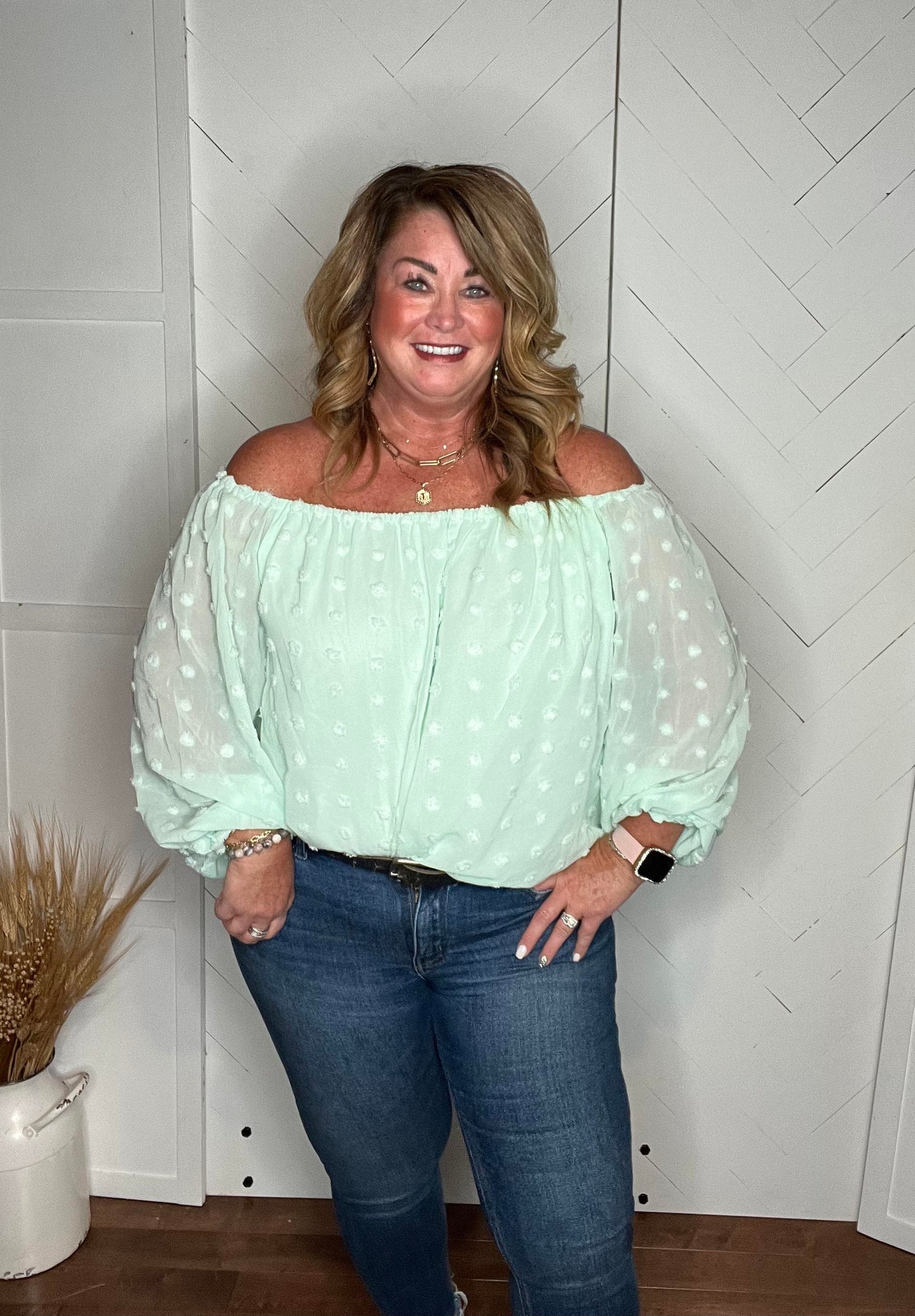 Off the Shoulder Top : Mint