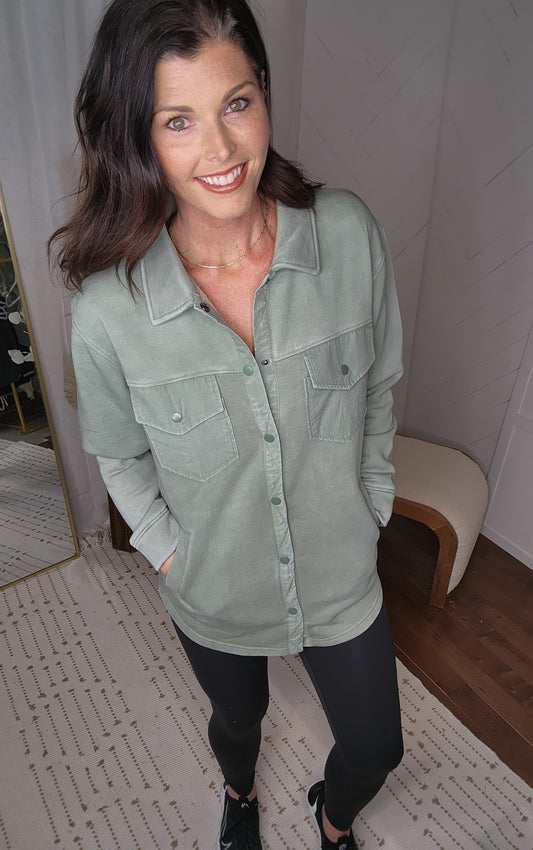 Cozy Snap Jacket: Moss
