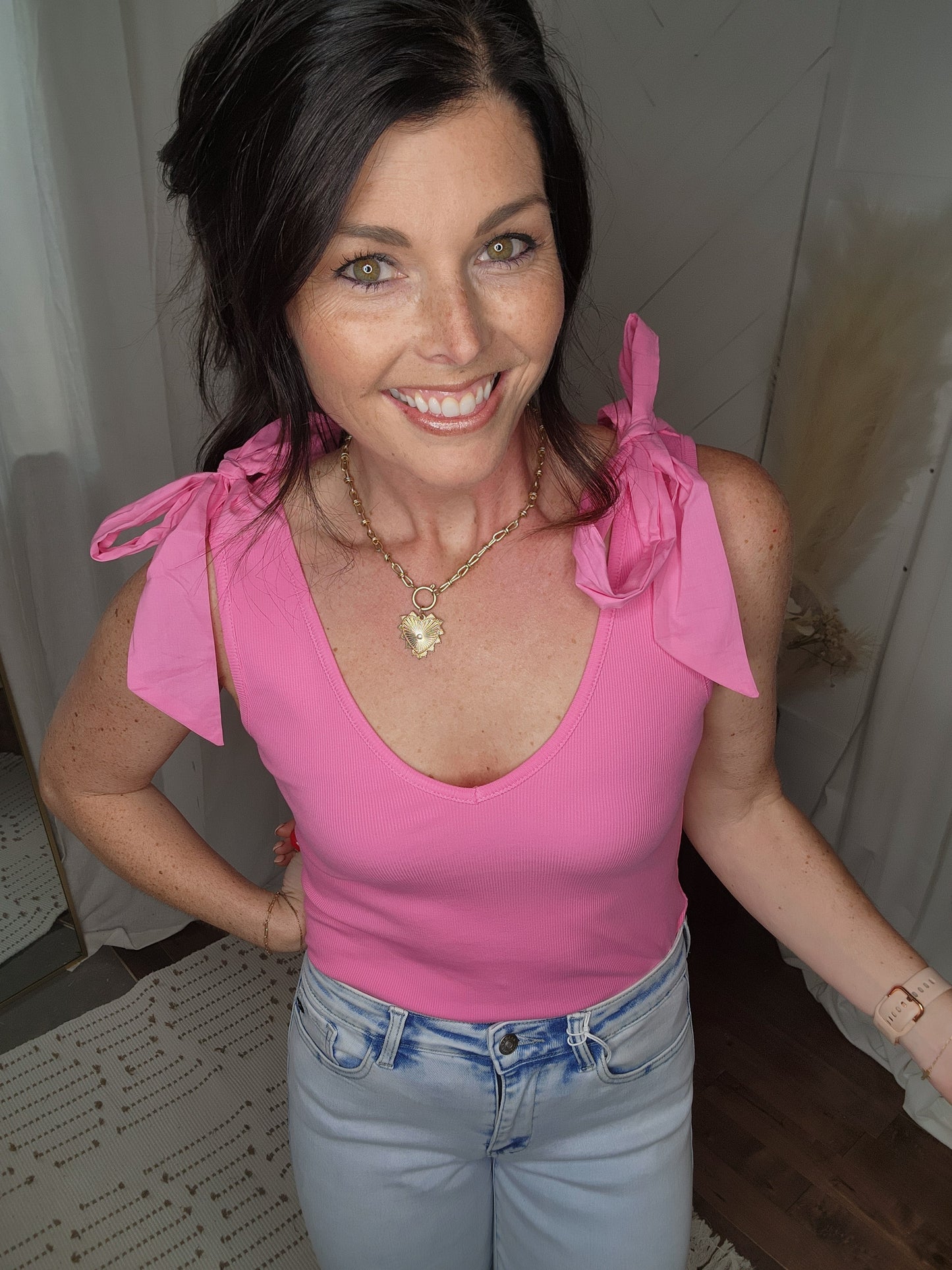 Bow Tied Tank: Pink