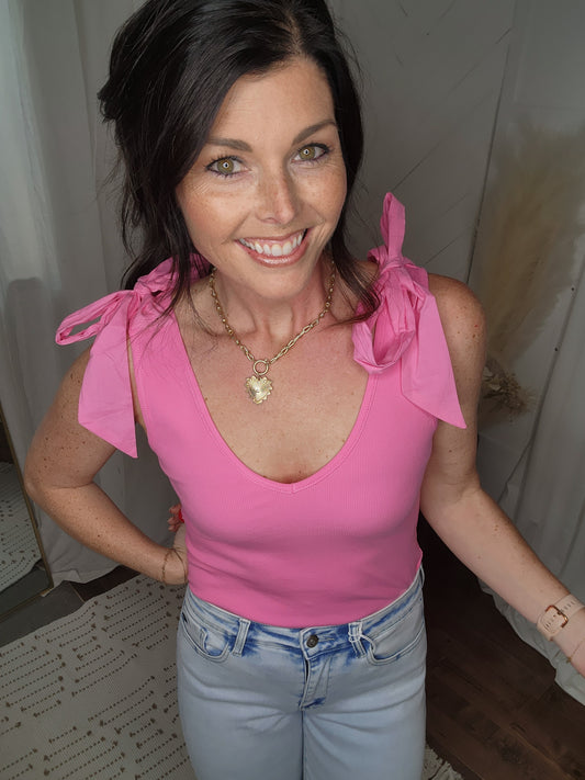 Bow Tied Tank: Pink