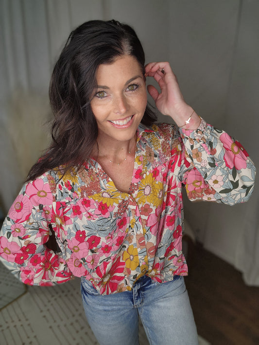 Floral Printed Button Down Shirt
