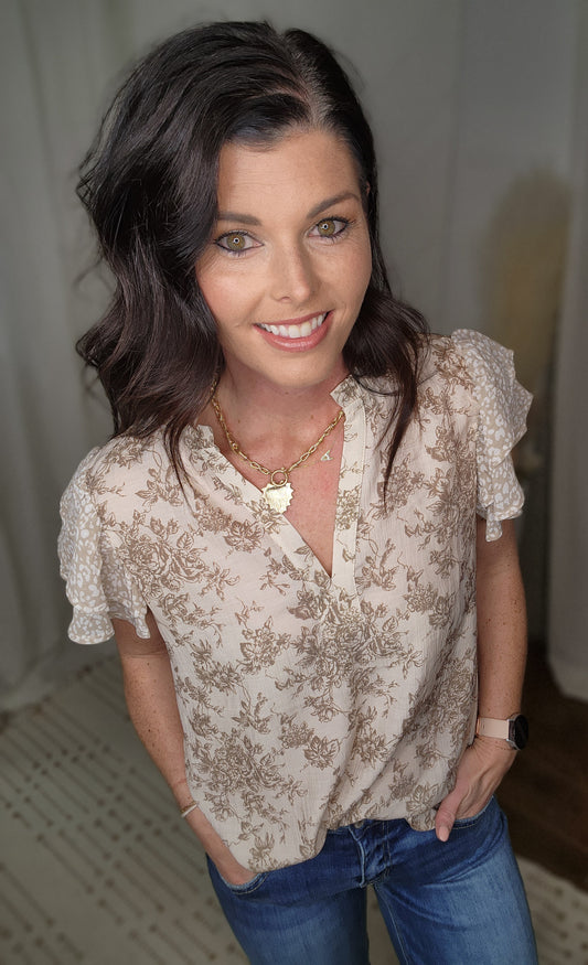 Whisper Ruffle Sleeve Top
