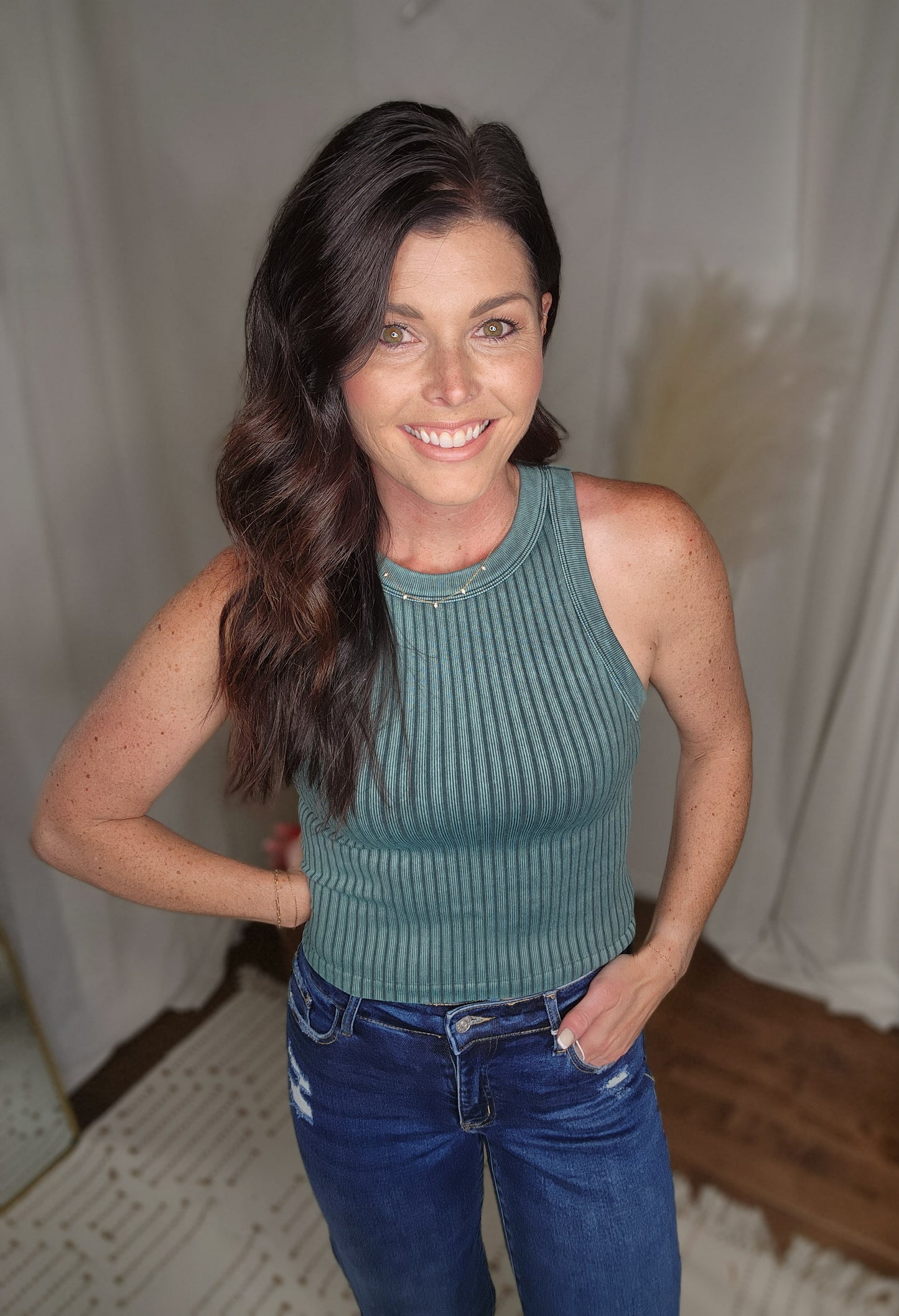 Jade Ribbed Seamless Tank