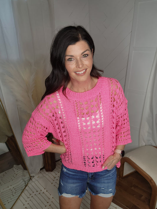 Fuchsia Breezy Knit Top