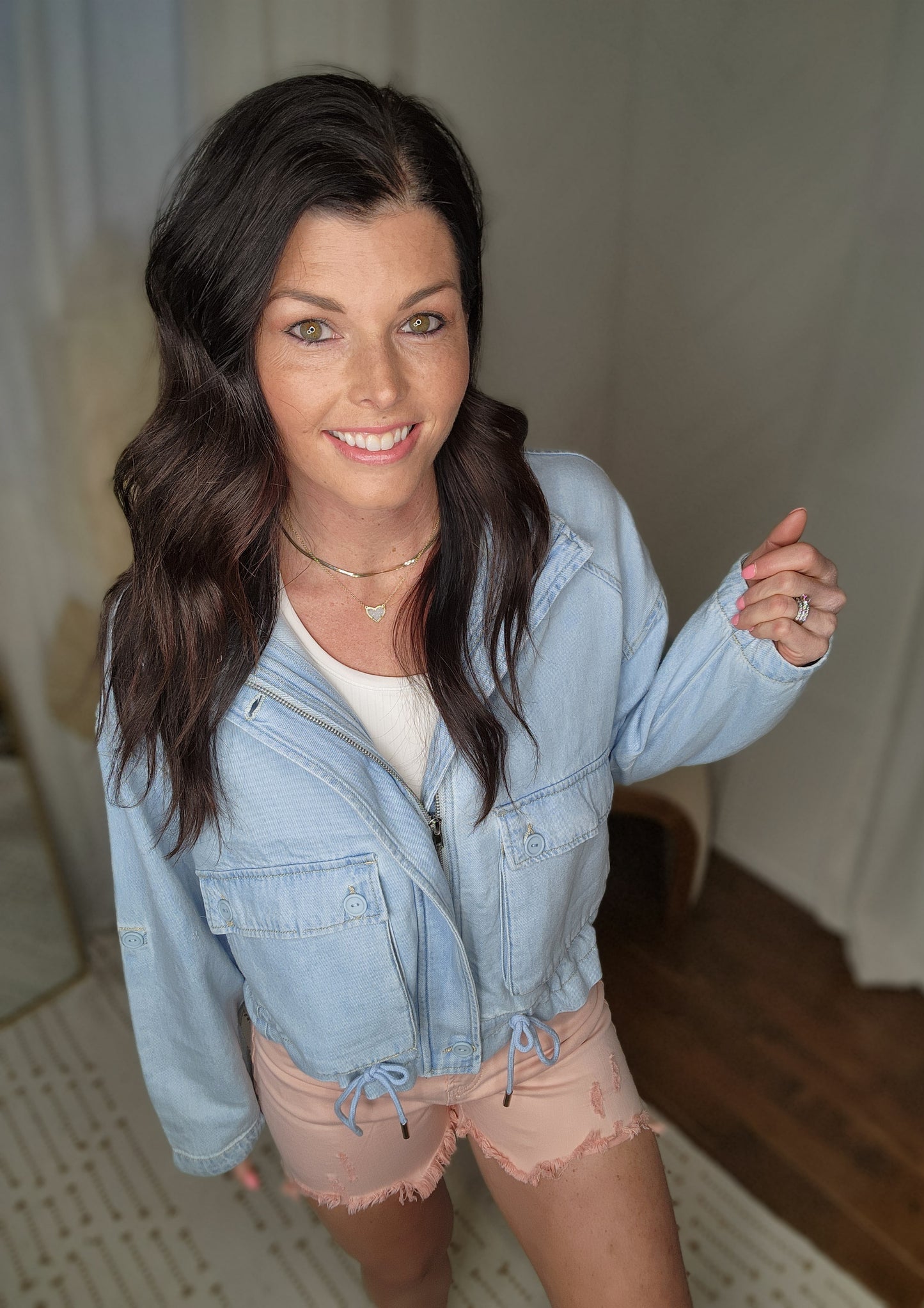 Oversized Denim Cargo Pocket Jacket