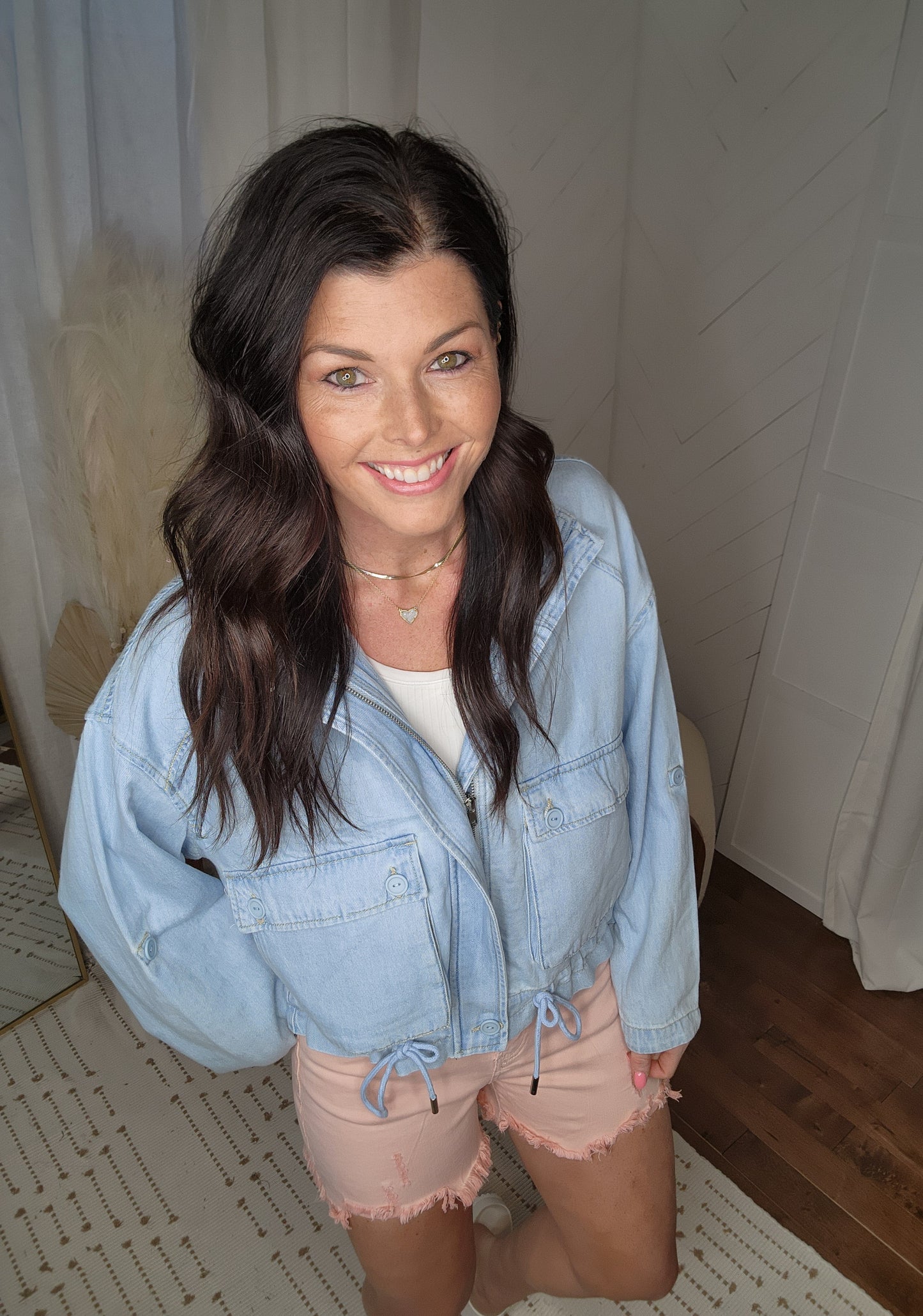 Oversized Denim Cargo Pocket Jacket